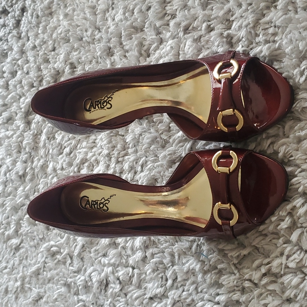 Carlos Santana heels.  Beautiful maroon color with gold hardware. 8.5